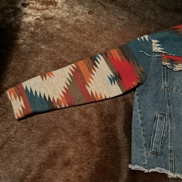Denim Aztec Shacket - Picture 2 of 6